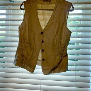 Cinched linen blend vest. Button front. Worn once. Loft size medium